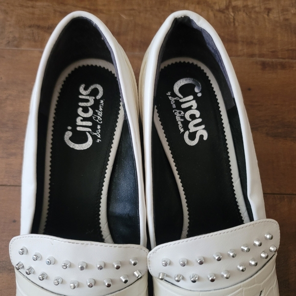 Circus by Sam Edelman Loafers Flats Croc Embossed Studs White Size 9 - Picture 8 of 12